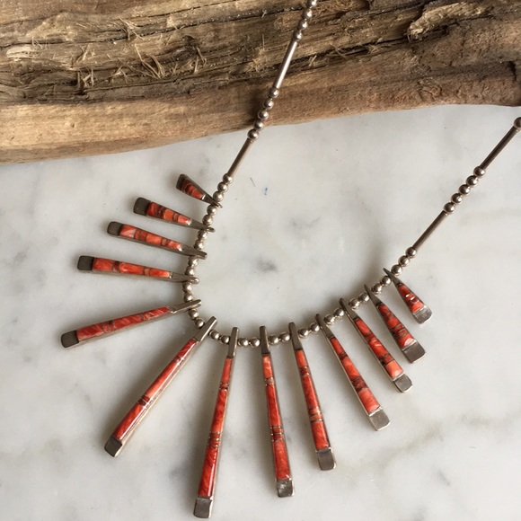 Vintage Native American Spiny Oyster Necklace Reversible - Picture 6 of 10